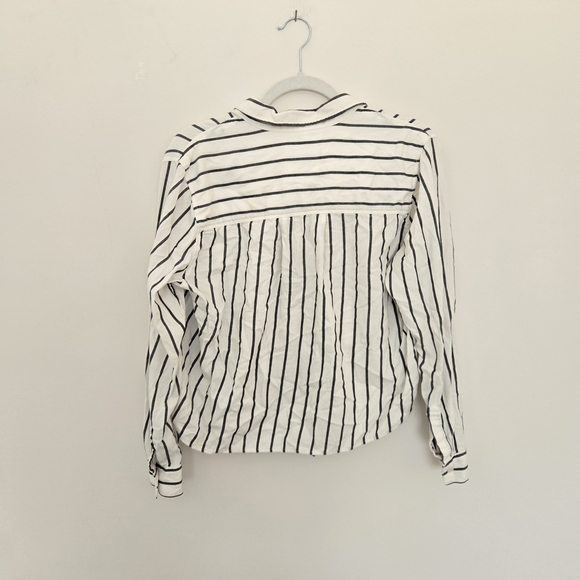 Rails White and Black Striped Button-Down Shirt tie front Normcore Size Large - Picture 6 of 7